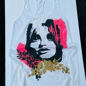 bebe Women's Tank Top - White with Pink and Gold Graphic